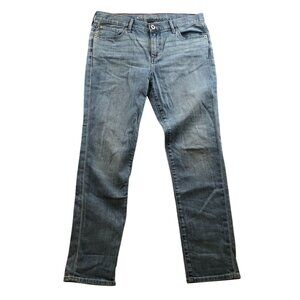Eddie Bauer Womens Boyfriend Jeans Size 4P Mid Rise Slim Blue Denim Straight